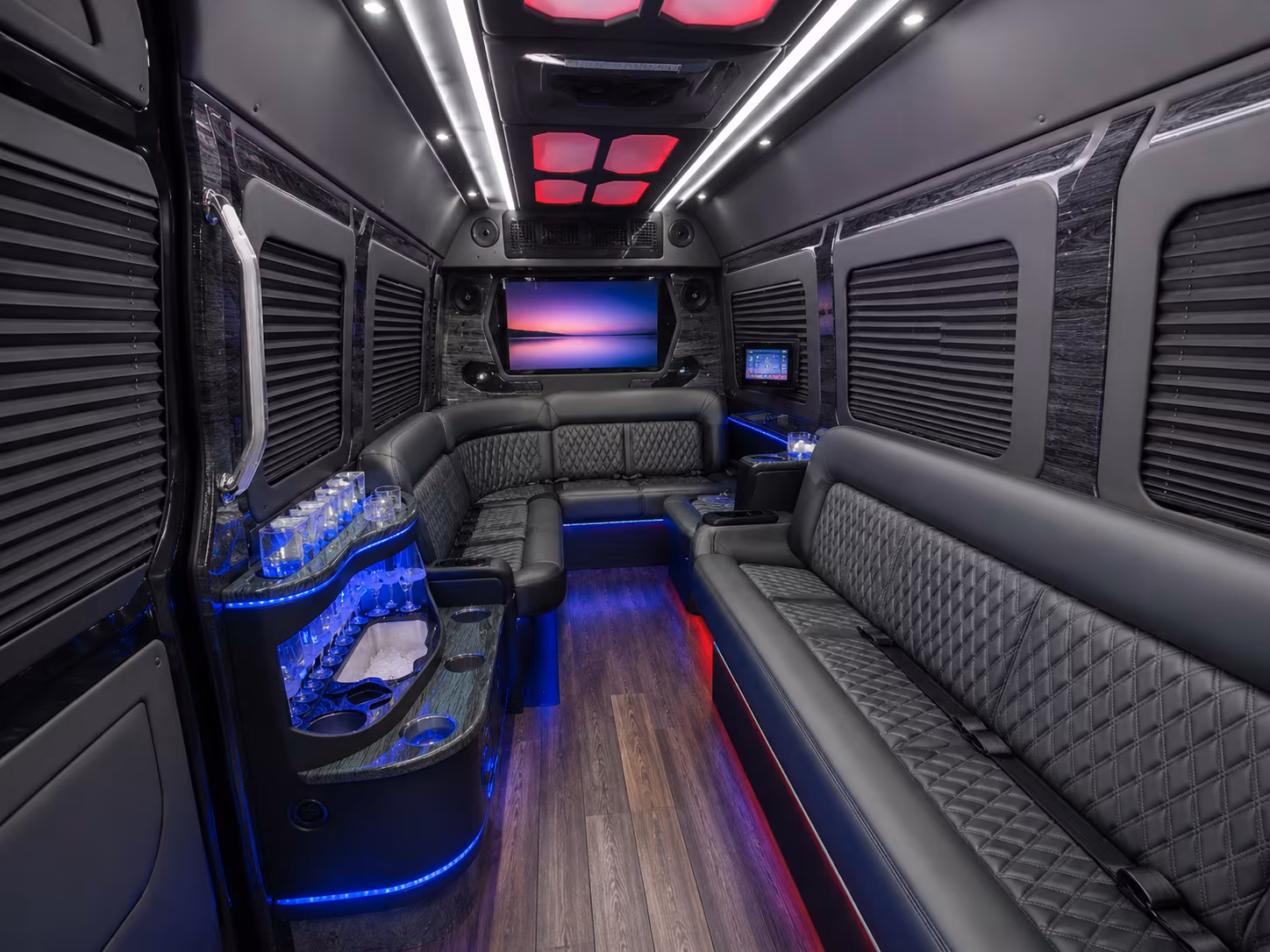 lawton 40 passenger party bus interior